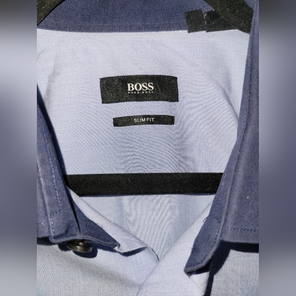 Hugo Boss Blue Slim Fit Long Sleeve Casual Button Down Shirt sz 44  17 1/2 - Picture 3 of 6